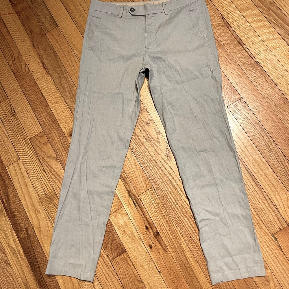Vince Linen Trousers Casual Dress Skinny Slim work tomboy Masc chinos slacks 6